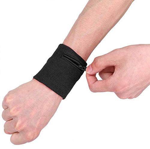 Sport-Armband, Reißverschluss, Geldbörse, Unisex, Reißverschlusstasche, Aufbewahrung, Sport-Schlüsselanhänger für Schlüsselanhänger, Laufen, Fitness, Radfahren, Wandern (schwarz)