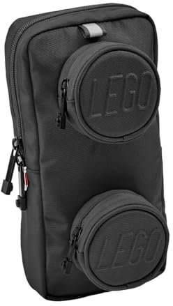 Lego Bags Signature Brick 1x2 Sac à bandoulière 2,5 l env. 25,5 x 12,5 x 5 cm avec bandoulière, Poche Poitrine en Noir, Sac à Dos avec Compartiment Principal et 2 Poches Avant