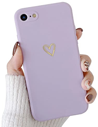 ZTUOK Compatible with iPhone 7/8/SE 2020 Case for Women Girls, Soft Flexible Durable Cute Heart Pattern Slim Thin TPU Shockproof Case for iPhone 7/8/SE 2020 (Purple)
