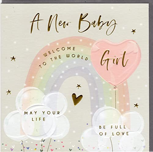 Belly Button Designs Glückwunschkarte zur Geburt eines Mädchens mit Prägung, ideal auch für Geldgeschenk oder Gutschein. BE339