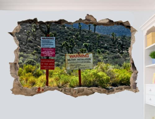 AREA 51 NEVADA WARNING SIGNS WALL STICKERS 3D ART POSTER MURAL DECAL DECOR