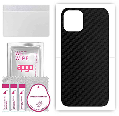 apgo Rückseite Schutzfolie, Skin, kompatibel mit Apple iPhone 12 Pro, Hinten Displayschutzfolie aus Vinylfolie, kratzfest, einfache Montage - Schwarzer Kohlenstoff