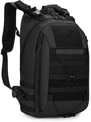 Militär Rucksack Herren 25L Taktischer Wanderrucksack Trekkingrucksack Molle Schulrucksack Outdoor Armee Wasserdicht für Survival Travel Backpack für Camping Trekking Wandern Reisen Arbeit - Schwarz