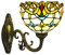 KinHall Wandleuchte innen Wandlampe Glas Bunter Blumenschirm, Vintage Lampe mit Base aus antik Metall Wanddeko Beleuchtung für Restaurant Schlafzimmer Flur