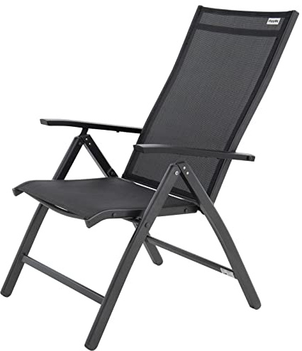 Doppler Klappstuhl Expert I Garten Klappstuhl in Anthrazit I Terassenstuhl klappbar I Hochlehner Gartenstuhl I Premium Balkonmöbel platzsparend I Gartenklappstühle mit hoher Rückenlehne