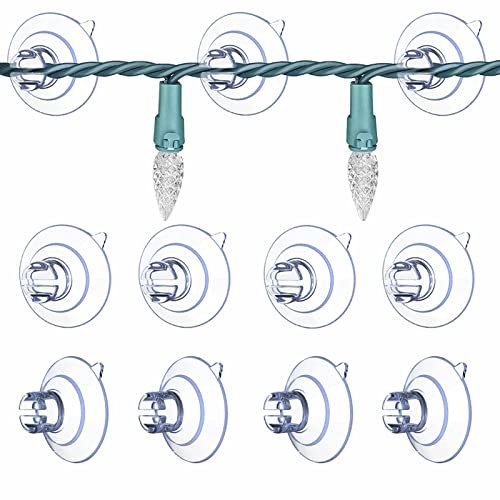 FYOJAIC 120 x Saugnapf für Lichterkette, Saugnäpfe mit Kabel-Schlitz, Saugnapfhalter Geeignet zur Anbringung von Lichterketten und Dekorationen, Saughaken Noppen für Fenster Ø 30 mm