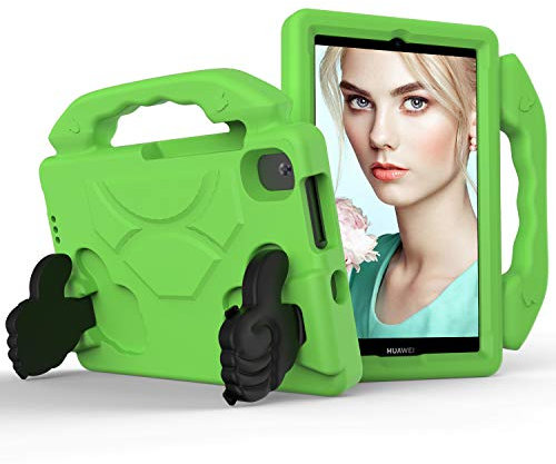 QYiiD Funda para niños Huawei MatePad T8 de 8 pulgadas 2020, ligera, no tóxica, EVA, a prueba de golpes, con asa y soporte, para Huawei MatePad T8 KOB2-L09 KOB2-L03, verde