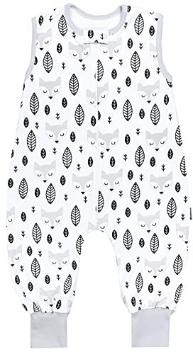 TupTam Sommerschlafsack Baby mit Füßen – Leichter Schlafsack Baby Sommer 0.5 TOG, OEKO-TEX, Farbe: Füchse Grau, Größe: 80-86