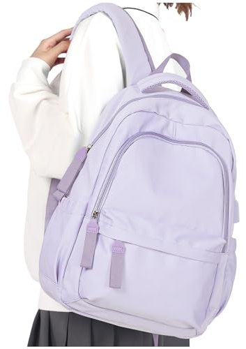 WEPLAN Sac a Dos Scolaire Fille Lycee Ados Sac à Dos Collège Cartable Loisir Sacs d'école Backpack School Bag Sacs pour Prdinateur Portable 14 Pouces Femme Garcon,Violet
