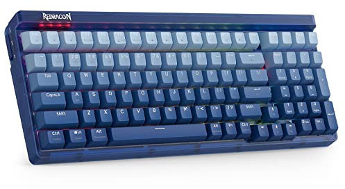 Redragon K656 PRO 3-Mode Wireless RGB Gaming Keyboard, 100 Keys Mechanical Keyboard w/Translucent Board, Hot-Swappable Socket, Sound Absorbing Foam & Custom Tactile Switch, Gradient BlueMade