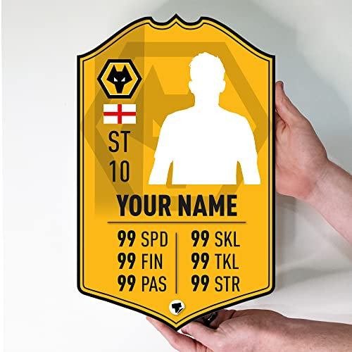 Themed Wolves Gift Personalised Football Stats Card Wolverhampton Wanderers Customised Football Gift Make Your Own (28cm x 18cm)