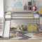 ABIN Single Bunk Bed with Convertible Slide and Ladder (Grey with Slide)