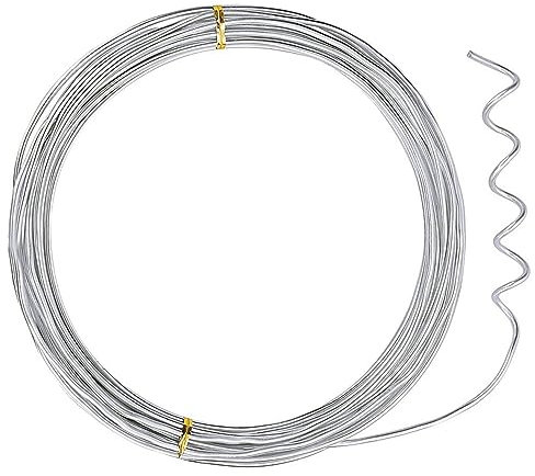 Filo in alluminio argentato per fai da te (15 m) – Filo flessibile e flessibile 3 mm –Strato esterno in plastica- Filo per anelli, gioielli, sculture fai da te, modellazione scheletrica