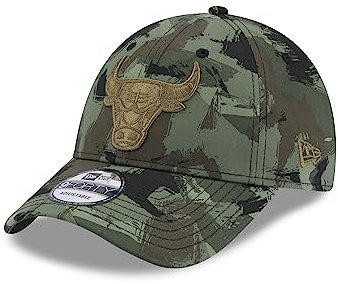 New era Painted AOP Chicago Bulls 9Forty Fanartikel NBA Basektball Oliv gebogener Schirm verstellbar - One-Size