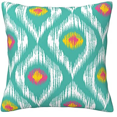 Retro-Ikat-Kissenbezug bunt buntes Zickzackmuster Kissenbezug quadratisch zweiseitig Bedruckt 18x18 inch