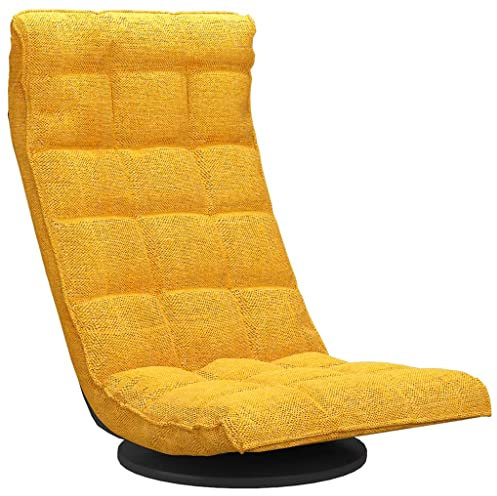 vidaXL Bodenstuhl Drehbar Klappbar Bodensessel Relaxsessel Relaxstuhl Sessel Fernsehsessel Loungesessel Polstersessel Wohnzimmer Senfgelb Stoff