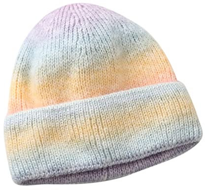 Lederkappe Herren Oldtimer Fellmütze Mit Ohren Frauen Winter verdicken winddicht Regenbogen Stickerei gestrickte Wintermode Hüte warme Outdoor Ski Cap Trim Hut Tie Dye Cap mit Fleece (J, One Size)
