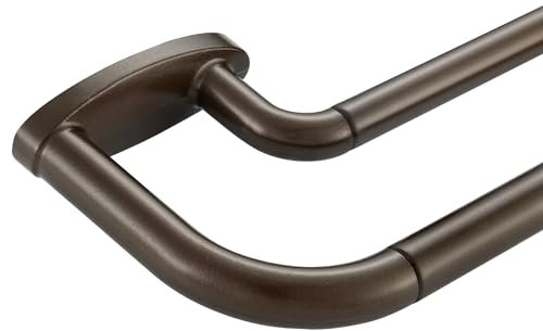 Mayrhyme Doppelte Gardinenstange, dunkle Bronze, Raumverdunkelung, 71,1 - 121,9 cm, verstellbar, 1,9 cm vorne und 1,6 cm hinten, hochwertige Metall-Fenstervorhangstange, Wickeldesign