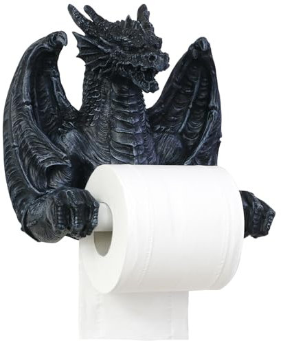 Lustiger Toilettenpapierrollenhalter – Schwarzer Drache, Wandmontage, Papierhandtuchrollenhalter für Badezimmer, Küche, Heimdekoration, mittelalterliche Dungeons und Drachen, Geburtstagsgeschenk für
