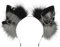sazpajacos Metall Punk Stil Katze Ohren Kopfbedeckung Tier Ohren Kopfschmuck Anime Verkleidung Requisiten Halloween Karneval Cosplay Kostümzubehör für Erwachsene Frauen Männer, Schwarz Grau