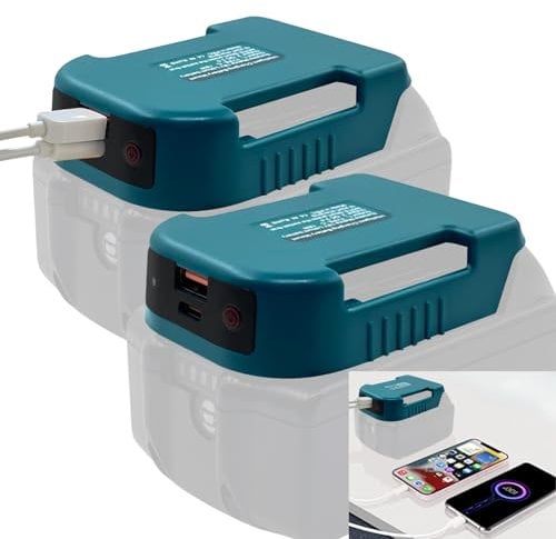 2 Pack for Makita Battery USB Adapter,Battery Holders,for Makita 18V LXT Battery Charger Adapter,with USB-A&USB-C 2.1A Fast Charge Ports Power Wheel Adapter