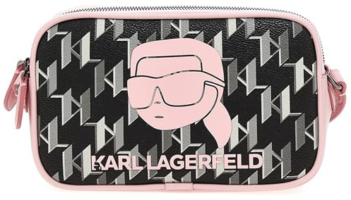 Karl Lagerfeld K Ikonik 2.0 Frauen Monogramm Kamera Tasche Schwarz Rosa – Einheitsgröße / Schwarz Rosa