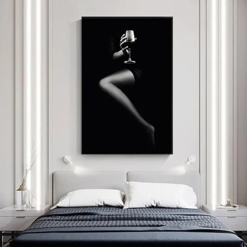 dsdsgog Schwarz-weiße sexy nackte afrikanische Frauen, Gemälde auf Leinwand, Ölgemälde, Wandkunstdrucke, Poster für Wohnzimmer, Dekoration, Zuhause, 50 x 70 cm, rahmenlos