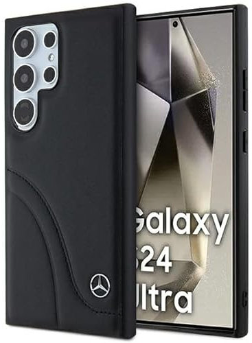 CG Mobile Mercedes MEHCS24L23RBCSK Hülle Für S24 Ultra S928 Schwarz hardcase Leather Curved Stitches