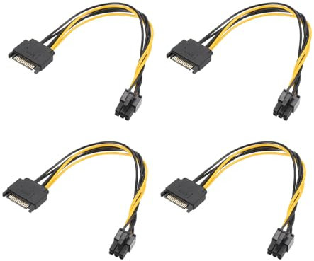 sourcing map Cavo adattatore di alimentazione PCI-Express da 15 pin a maschio a 6 pin, Connettore Scheda Video, 220 mm, confezione da 4