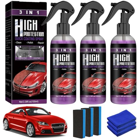 KIKVTER 3 Stück High Protection 3in1 Spray, 3 in 1 Beschichtungsspray, Auto Politur, Autobeschichtungsspray 3 in 1, Car Nano Kratzer Spray, Auto-Nano-Beschichtungsspray für Autos Motorräder