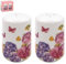 LESSER & PAVEY Ceramic Salt & Pepper Shakers Seasoning Pots Containers Butterfly Blossom Floral