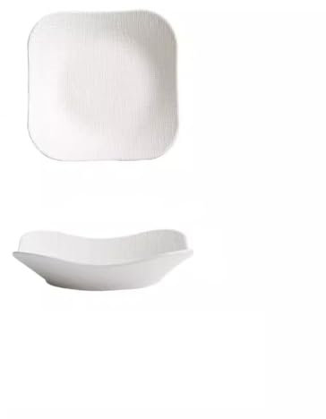 Assiettes de Fête Assiette à soupe carrée, assiette à dîner, assiette carrée blanche, assiette de ménage, belle assiette carrée approfondie, assiette profonde commerciale Une Assiette de Dessert(White