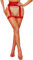 RSLOVE Medias para Liguero Mujer - Medias Resille Sexy Autofijante Encaje Medias Talle Alto, rojo, Talla única