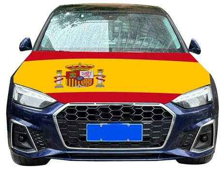 Housse de capot de voiture drapeau de l'Espagne 1,2 x 1,5 m tissus élastiques lavables pour décoration d'événement