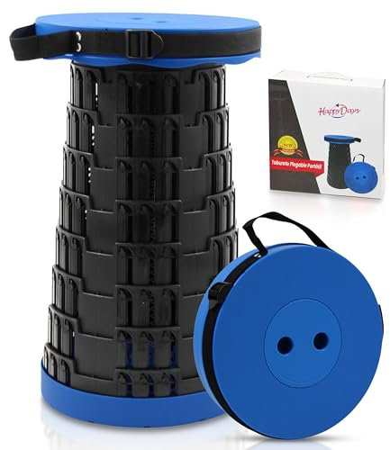 HAPPY DAYS Taburete Plegable Portátil telescópico Picnic 2025 - Silla Playa Plegable Ligera - Capacidad de hasta 280kg - Banco Plegable portatil para Senderismo, Exterior y Camping - Altura Ajustable