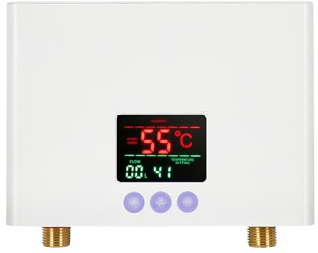 Petit Chauffe eau electrique instantané,mini chauffe-eau électrique, affichage LED,Chauffe-eau Électrique avec Écran Tactile et Télécommande,chauffe-eau 5.5KW pour cuisine (Classe énergétique A)