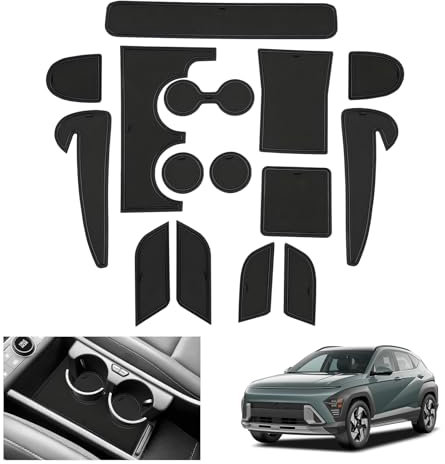 GAFAT Kompatibel mit Hyundai Kona SX2 EV Elektro 2024 2025 Antirutschmatten, Kona 2024 EV Gummimatten rutschfest Non-Slip, Mittelkonsole Türnaht Matten [Nicht für Benzin & Schalthebel] (Schwarz)