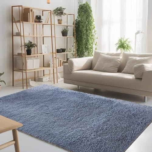STGAO Shaggy Teppich 100 x 130 cm Anti-Rutsch Unterseite rutschfest Flauschig Teppich Modernes Design für Wohnzimmer Schlafzimmer Kinderzimmer Küche, Grau