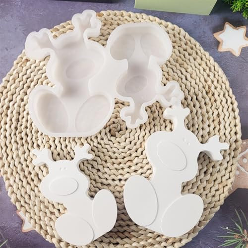 Silikonformen GießFormen Elch,Silikonform Weihnachten,DIY Silikonformen GießFormen Weihnachten,Weihnachtsdeko GießFormen Silikon,Kerzenformen Zum GießEn,3D Elch Weihnachten Deko (Sitzhaltung Elch)