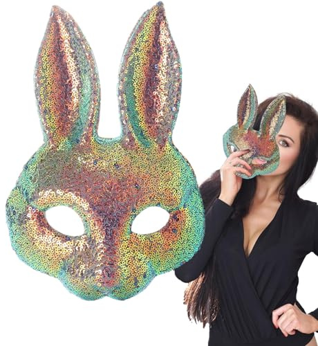 Generisch Halb -Face -Gesichtsabdeckungen, OsterGesichtsabdeckungen | Halbgesicht Pailletten Bunny Ear Rabbit Covers | Bunny Masken für Frauen Damen, Kostümzubehör für Halloween Ostermaskerade