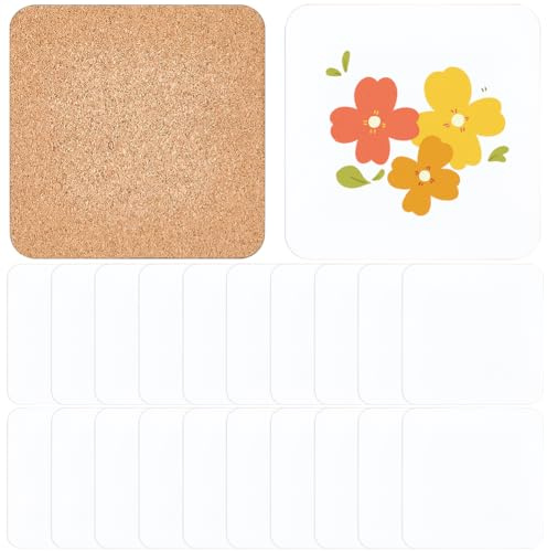 SOFPLATE 24Pcs sous-Verres Blancs de Sublimation carrés sous-Verres de Transfert de Chaleur Thermique 3.76 x 3.76 Pouces Blanc Plat Impression résistante à la Chaleur Feuilles de Tapis pour Bricolage