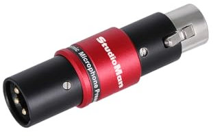 Studioman DPM1 XLR Microphone Adapter, Mini Preamp, Red and Black