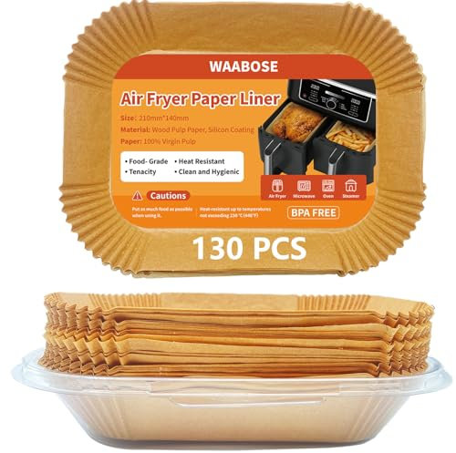 130 Stück Backpapier für Ninja Heißluftfritteuse Dual Zone, Airfryer Backpapier Kompatibel mit Ninja AF300EU/AF400EU/Stack XL SL400EU & Dual Zone Airfryer, Air Fryer Zubehör für COSORI 8.5L
