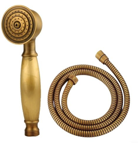 Zeroupshop Victorian Style Brass Handheld Shower Head Set With 150 cm Hose Detachable Bathroom Shower System With High Pressure Water Saving Design