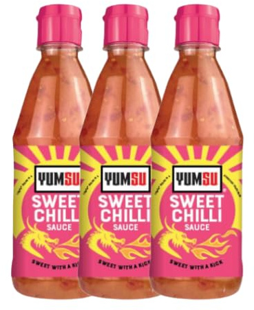 Yumsu Sweet Chilli Sauce 530g Spicy & Tangy Asian-Style Dipping Sauce, Perfect for Stir-Fries, Marinades, and Snacks Halal & Vegan Friendly Assorted Packs (Pack of 3)
