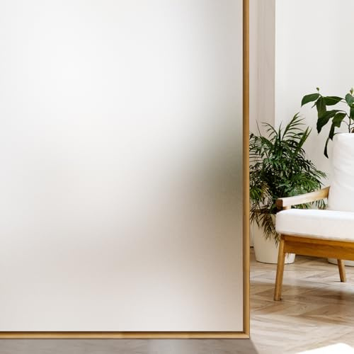 Frosted Glass Window Privacy Film, Static Cling, No Glue, UV Blocking, Reusable Decorative Window Film for Home & Office, Easy to Install & Remove (17.5 InchX 9.84 Feet)