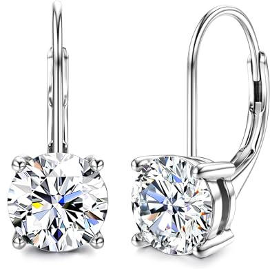 DOCHAIS Moissanite Ohrringe Silber 925 Damen 0.5ct-1.0ct Hypoallergene Weißgold Tropfen Ohrringe Hängende Moissanite Creolen Schmuck Für Frauen Valentinstag Geburtstag Geschenk B