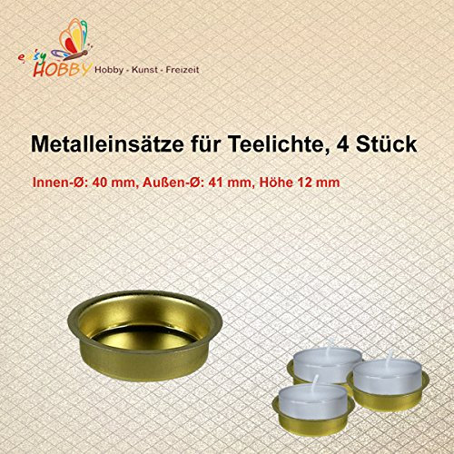 Metalltülle für Teelichte, Ø innen: 40 mm, 4 Stück