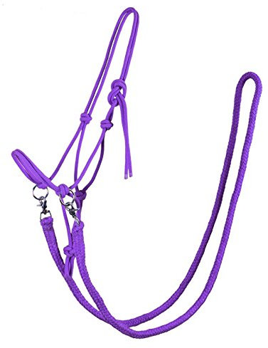 QHP Knotenhalfter mit Zügeln robustes 10 mm dickes Seil (Shetty, Passion Flower)