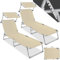 TecTake® Set de 2 Chaise Longue Pliante Bain de Soleil Jardin Exterieur avec Pare Soleil Chaise Longue inclinable Transat de Plage Relax Camping Salon de Jardin Exterieur - Beige
